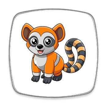 Lemur Cute Mascot Cartoon Character Kawaii - Square fridge magnet - white - Front