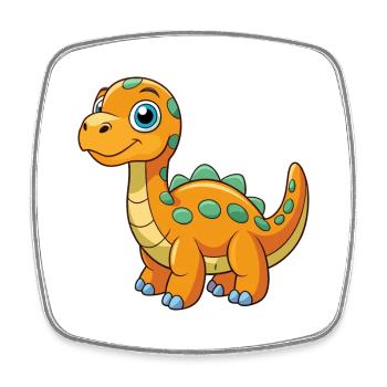 Dinosaure Mignon Mascotte Personnage De Dessin Animé Kawaii - Magnet carré - blanc - Devant
