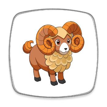 Ram Cute Mascot Cartoon Character Kawaii - Square fridge magnet - white - Front