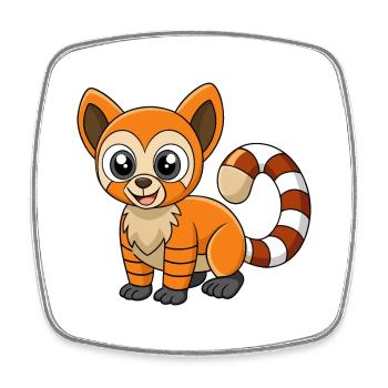 Lemur Cute Mascot Cartoon Character Kawaii - Square fridge magnet - white - Front