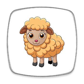 Schaf Niedliche Maskottchen Zeichentrickfigur Kawaii - Viereckiger Kühlschrankmagnet - Weiß - Vorne