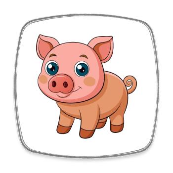 Pig Cute Mascot Cartoon Character Kawaii - Square fridge magnet - white - Front