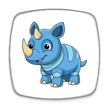 Rhino Cute Mascot Cartoon Character Kawaii - Square fridge magnet - white - Front