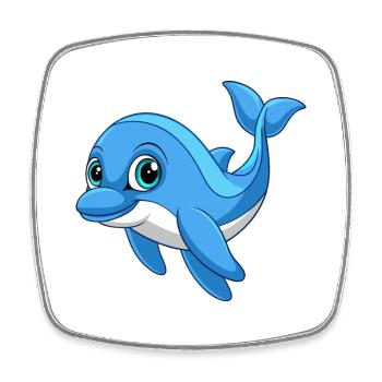 Dauphin Mignon Mascotte Personnage De Dessin Animé Kawaii - Magnet carré - blanc - Devant
