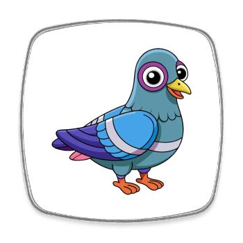 Pigeon Cute Mascot Cartoon Character Kawaii - Square fridge magnet - white - Front
