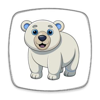 Polar Bear Cute Mascot Cartoon Character Kawaii - Square fridge magnet - white - Front