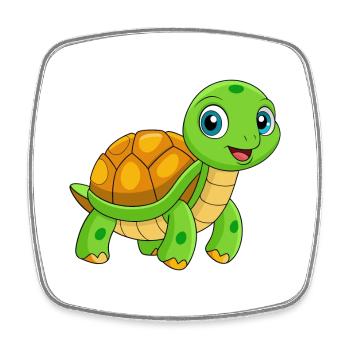 Tortue Mignon Mascotte Personnage De Dessin Animé Kawaii - Magnet carré - blanc - Devant