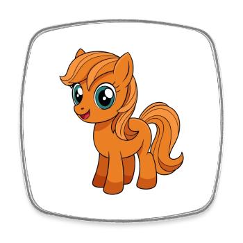 Poney Mascotte mignonne Personnage de dessin animé Kawaii - Magnet carré - blanc - Devant