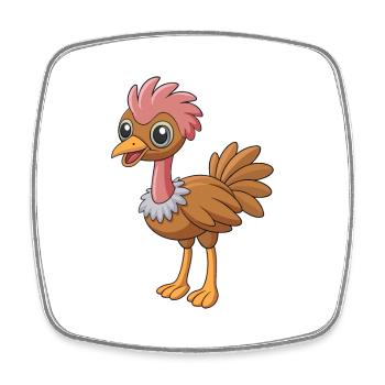 Ostrich Cute Mascot Cartoon Character Kawaii - Square fridge magnet - white - Front