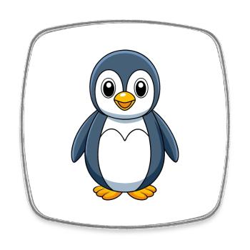 Penguin Cute Mascot Cartoon Character Kawaii - Square fridge magnet - white - Front