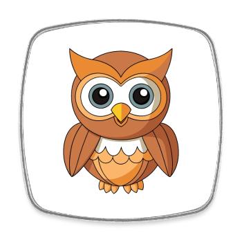 Owl Cute Mascot Cartoon Character Kawaii - Square fridge magnet - white - Front