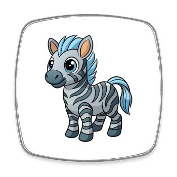 Zebra Cute Mascot Cartoon Character Kawaii - Square fridge magnet - white - Front