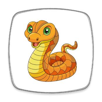Serpent Mignon Mascotte Personnage De Dessin Animé Kawaii - Magnet carré - blanc - Devant