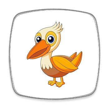 Pelican Cute Mascot Cartoon Character Kawaii - Square fridge magnet - white - Front