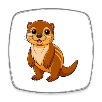 Loutre Mascotte mignonne Personnage de dessin animé Kawaii - Magnet carré - blanc - Devant