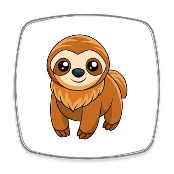 Paresseux Mascotte mignonne Personnage de dessin animé Kawaii - Magnet carré - blanc - Devant