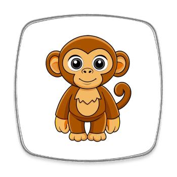 Chimpanzee Cute Mascot Cartoon Character Kawaii - Square fridge magnet - white - Front