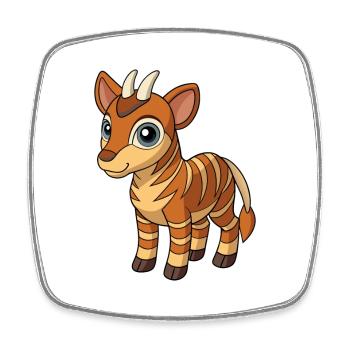 Okapi Cute Mascot Cartoon Character Kawaii - Square fridge magnet - white - Front