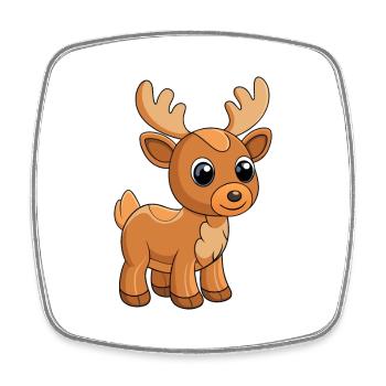 Moose Cute Mascot Cartoon Character Kawaii - Square fridge magnet - white - Front