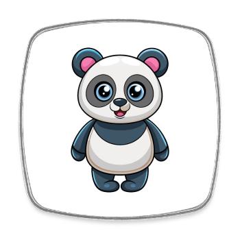 Panda Mignon Mascotte Personnage De Dessin Animé Kawaii - Magnet carré - blanc - Devant