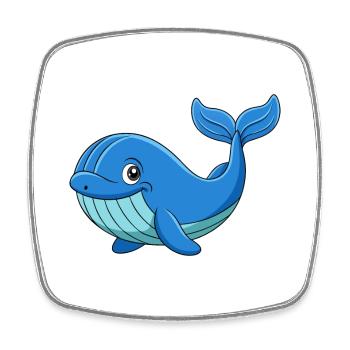 Whale Cute Mascot Cartoon Character Kawaii - Square fridge magnet - white - Front
