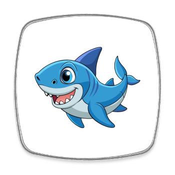 Requin Mignon Mascotte Personnage De Dessin Animé Kawaii - Magnet carré - blanc - Devant