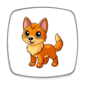 Dog Cute Mascot Cartoon Character Kawaii - Square fridge magnet - white - Front