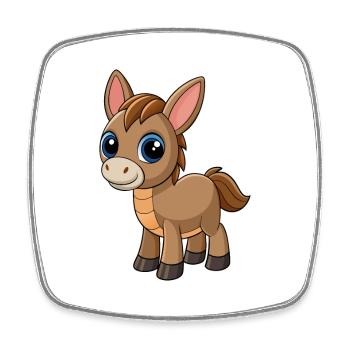 Âne Mignon Mascotte Personnage De Dessin Animé Kawaii - Magnet carré - blanc - Devant