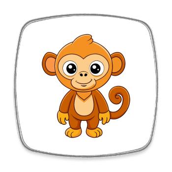 Monkey Cute Mascot Cartoon Character Kawaii - Square fridge magnet - white - Front