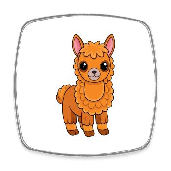 Llama Cute Mascot Cartoon Character Kawaii - Square fridge magnet - white - Front