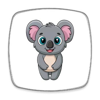 Koala Mascotte mignonne Personnage de dessin animé Kawaii - Magnet carré - blanc - Devant