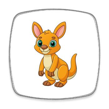 Kangourou mignon mascotte personnage de dessin animé Kawaii - Magnet carré - blanc - Devant