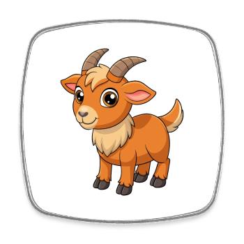 Chèvre Mignon Mascotte Personnage De Dessin Animé Kawaii - Magnet carré - blanc - Devant