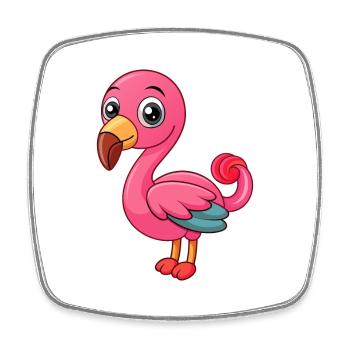 Flamingo Cute Mascot Cartoon Character Kawaii - Square fridge magnet - white - Front
