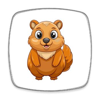Groundhog Cute Mascot Cartoon Character Kawaii - Square fridge magnet - white - Front