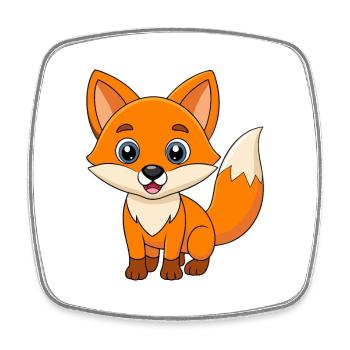 Fox Cute Mascot Cartoon Character Kawaii - Square fridge magnet - white - Front