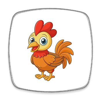 Rooster Cute Mascot Cartoon Character Kawaii - Square fridge magnet - white - Front
