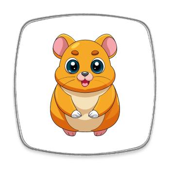 Hamster Mascotte mignonne Personnage de dessin animé Kawaii - Magnet carré - blanc - Devant