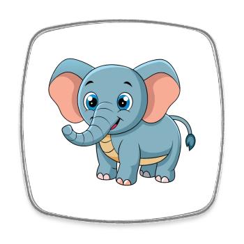 Elefant Niedliche Maskottchen Zeichentrickfigur Kawaii - Viereckiger Kühlschrankmagnet - Weiß - Vorne