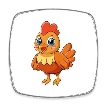 Huhn Niedliches Maskottchen Zeichentrickfigur Kawaii - Viereckiger Kühlschrankmagnet - Weiß - Vorne