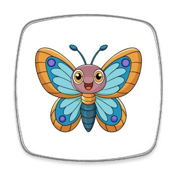 Butterfly Cute Mascot Cartoon Character Kawaii - Square fridge magnet - white - Front