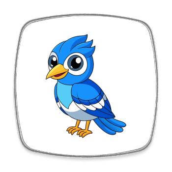 Blue Jay Niedliche Maskottchen Zeichentrickfigur Kawaii - Viereckiger Kühlschrankmagnet - Weiß - Vorne