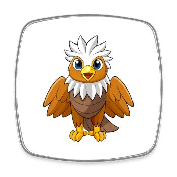 Eagle Cute Mascot Cartoon Character Kawaii - Square fridge magnet - white - Front