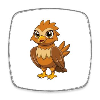 Hawk Cute Mascot Cartoon Character Kawaii - Square fridge magnet - white - Front