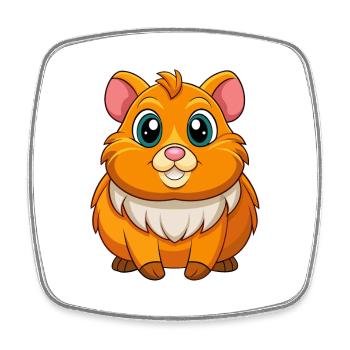 Cochon d’Inde Mascotte mignonne Personnage de dessin animé Kawaii - Magnet carré - blanc - Devant