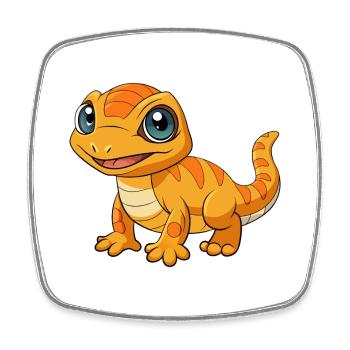 Lizard Cute Mascot Cartoon Character Kawaii - Square fridge magnet - white - Front