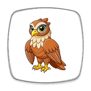 Falcon Cute Mascot Cartoon Character Kawaii - Square fridge magnet - white - Front