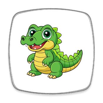 Crocodile Cute Mascot Cartoon Character Kawaii - Square fridge magnet - white - Front