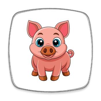 Pig Cute Mascot Cartoon Character Kawaii - Square fridge magnet - white - Front