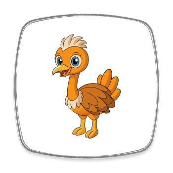 Ostrich Cute Mascot Cartoon Character Kawaii - Square fridge magnet - white - Front
